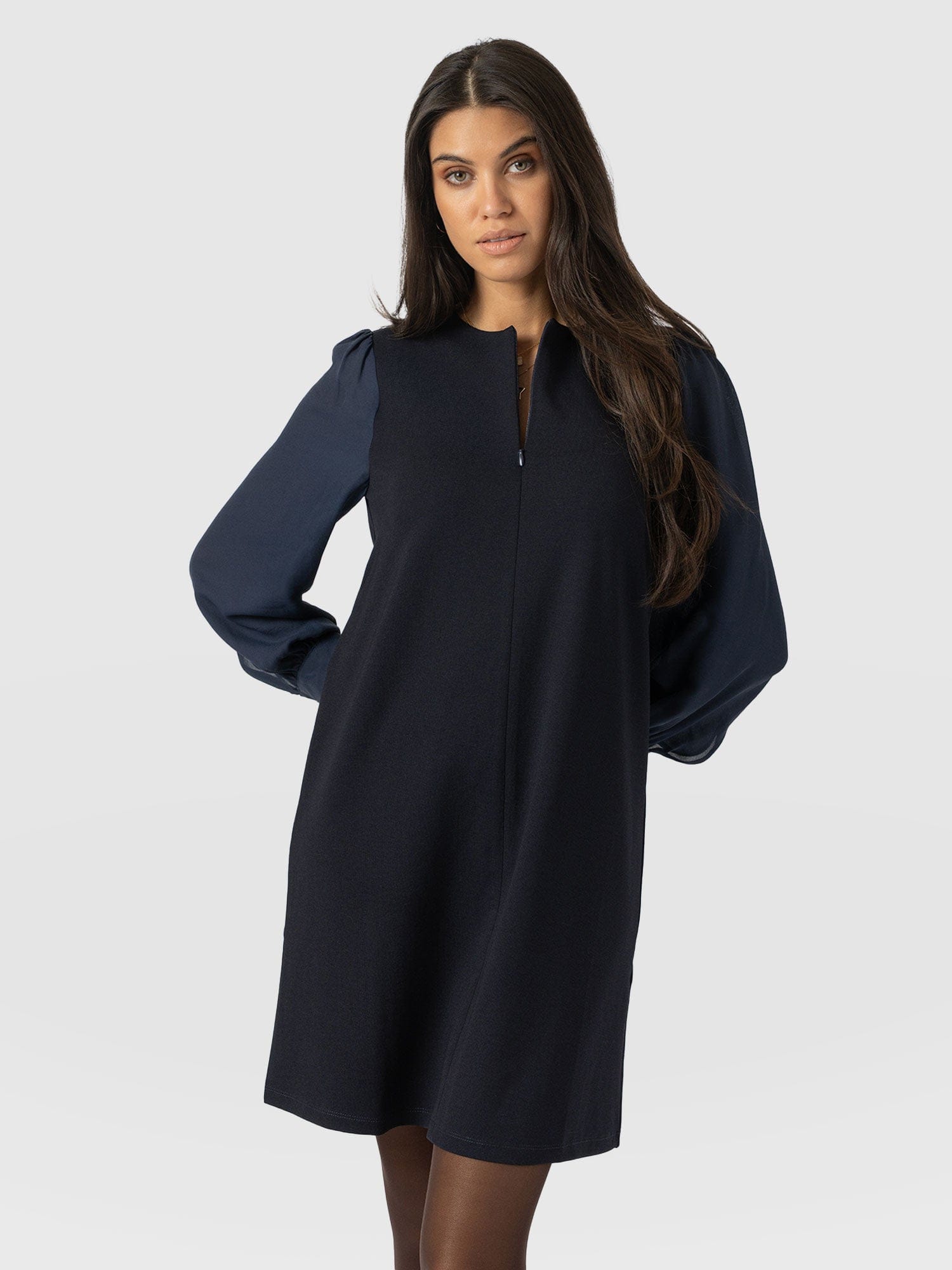 Esme Zip Up Dress - Navy